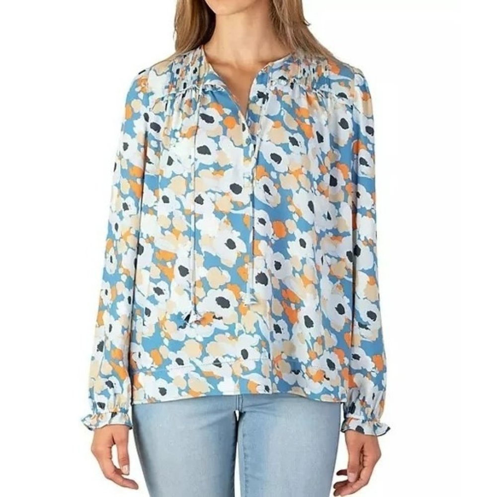 Joie Women's XS Top Long Sleeve V Neck Peasant Blouse Floral Print Multi XS